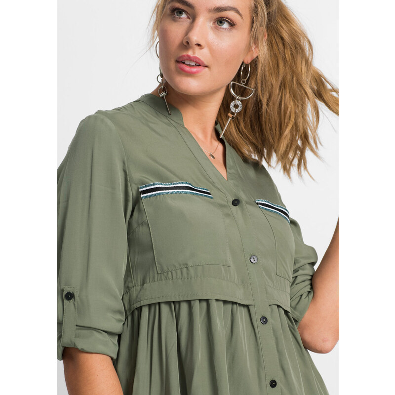 bonprix Krátké košilové šaty Zelená