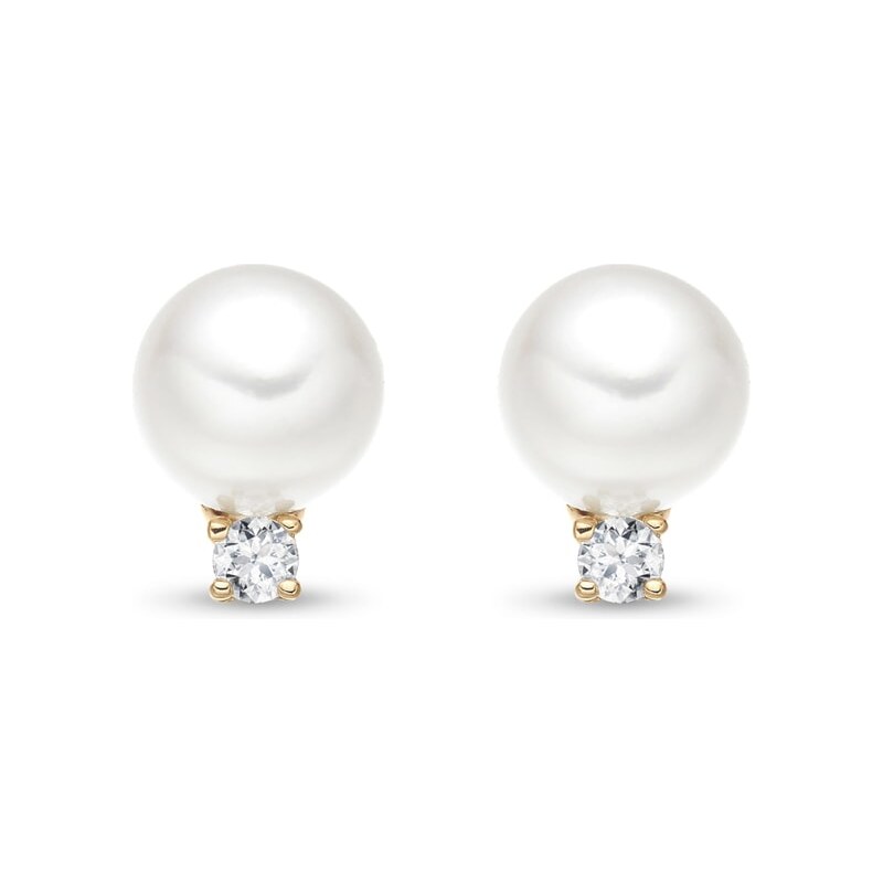 Zlaté náušnice pecky s perlou a diamanty KLENOTA J0336043