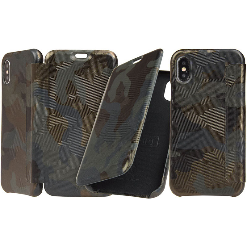 Zelené flipové pouzdro pro iPhone Xs Max Carastyle Graffi Camouflage Margot GFFBOIPHXSMaxCAMMA