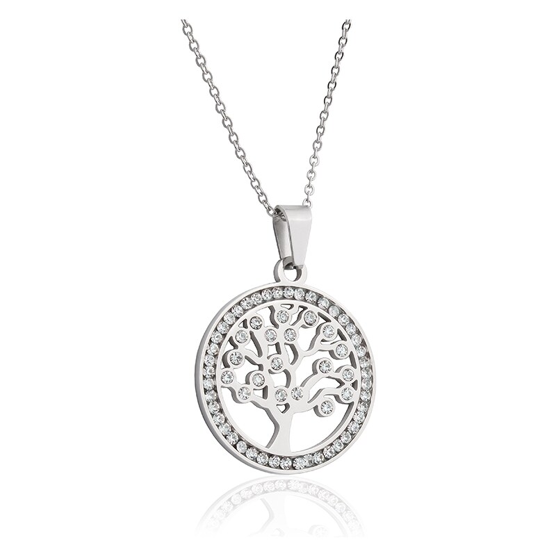 BM Jewellery Náhrdelník strom života se zirkony z chirurgické oceli S677110