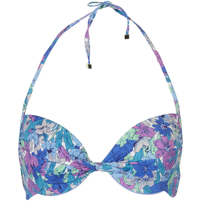 Topshop Floral Plunge Bikini Top