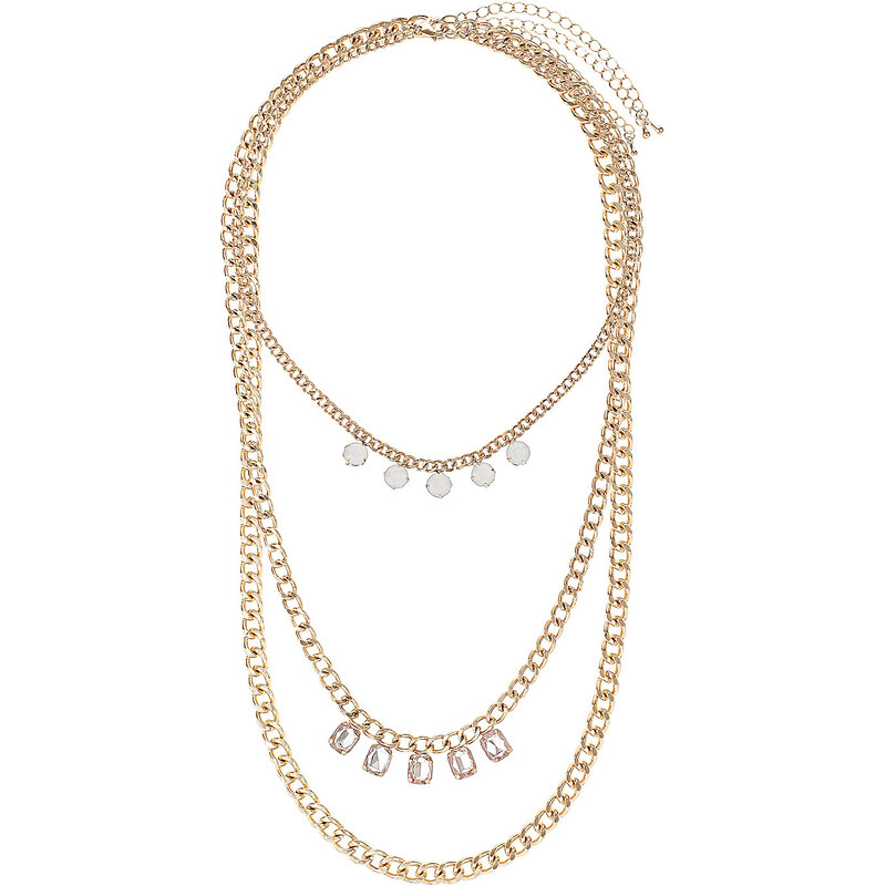 Topshop Stone Curb Chain Multi Row Necklace