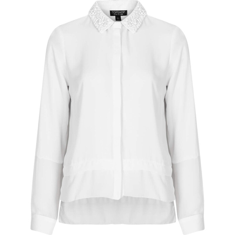 Topshop Bead Embellished Collar Shirt