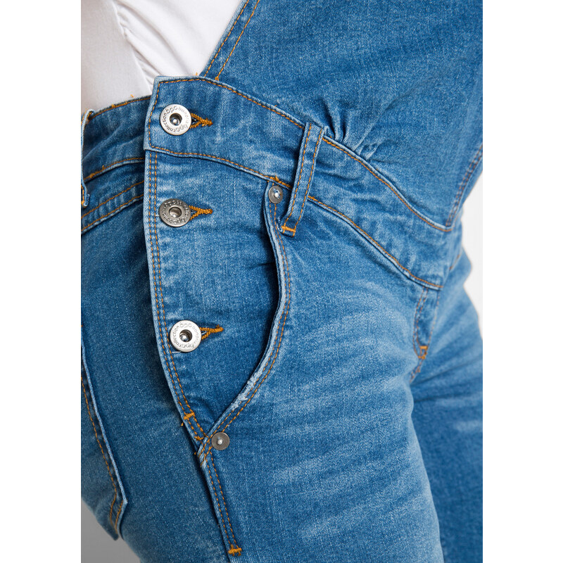 bonprix Těhotenské džíny s laclem Straight Modrá