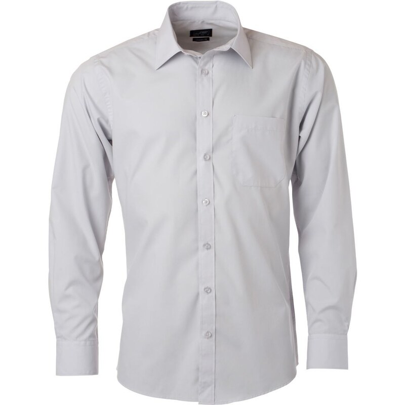 James & Nicholson Pánská popelínová košile s dlouhým rukávem James & Nicholson (JN678) Světlá šedá S