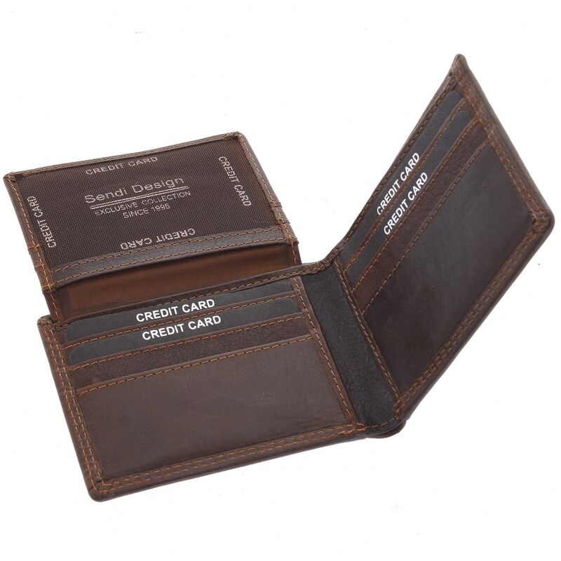 Pánská kožená peněženka na karty hnědá - SendiDesign Sinai hnědá
