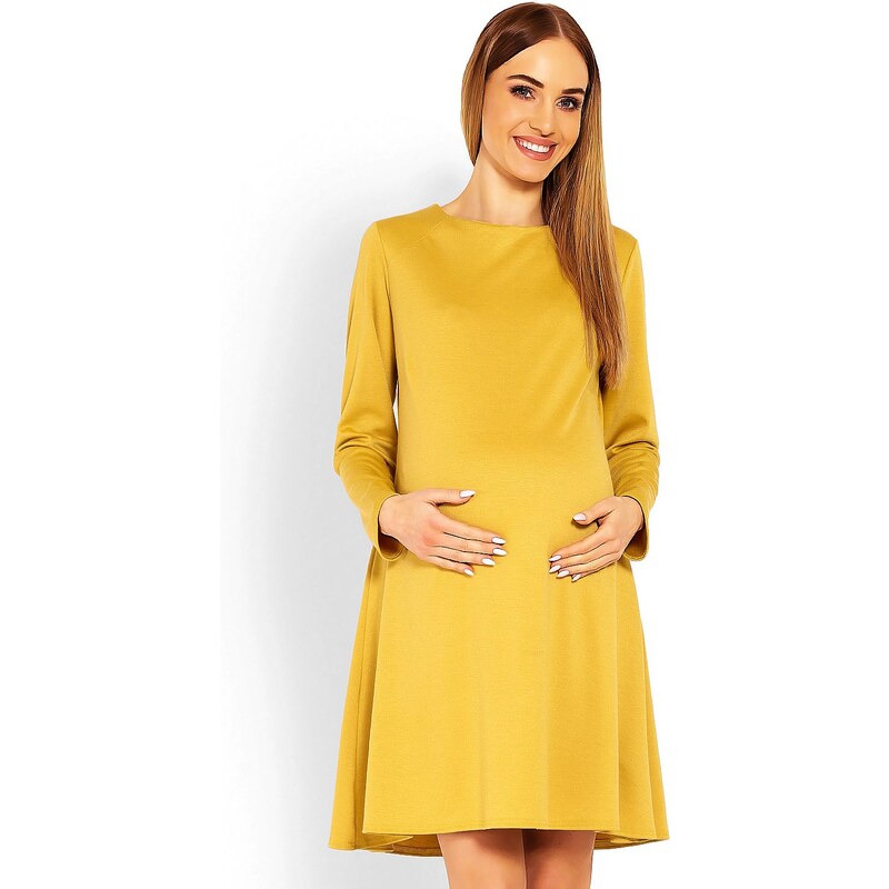PeeKaBoo Těhotenské šaty volného střihu TS114504 - žluté