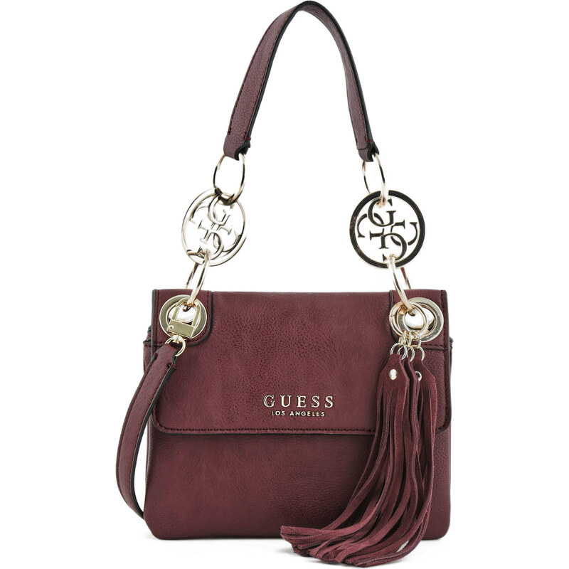 GUESS kabelka Alana Top Handle Flap Crossbody burgundy GLAMI.cz