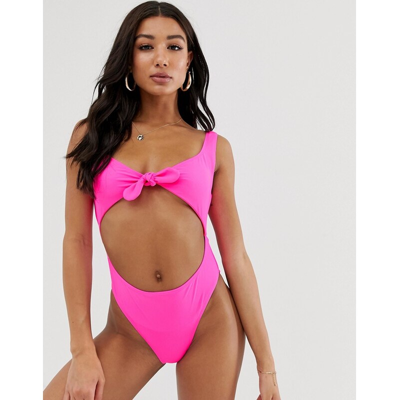 Brave Soul front cut out swimsuit-Pink 100031967