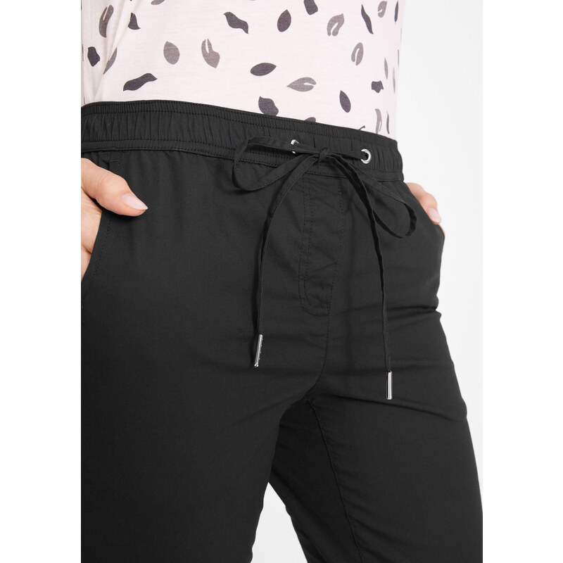 bonprix 3/4 kalhoty s páskem na zavazování Černá
