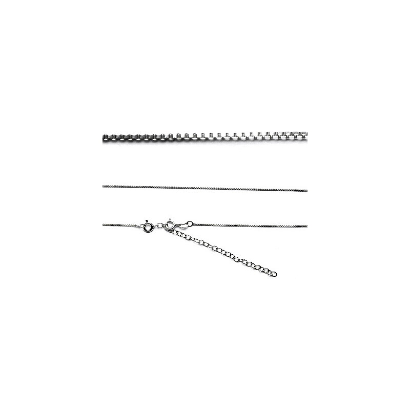 Stříbrný řetízek - hranaté hádě, adjusta, 38,5 cm+6,5 cm 36601157