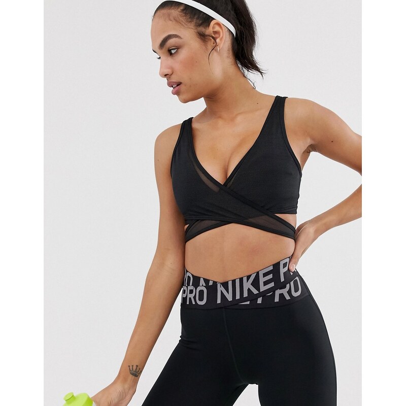 Nike Training mesh overlay bra in black 100031903