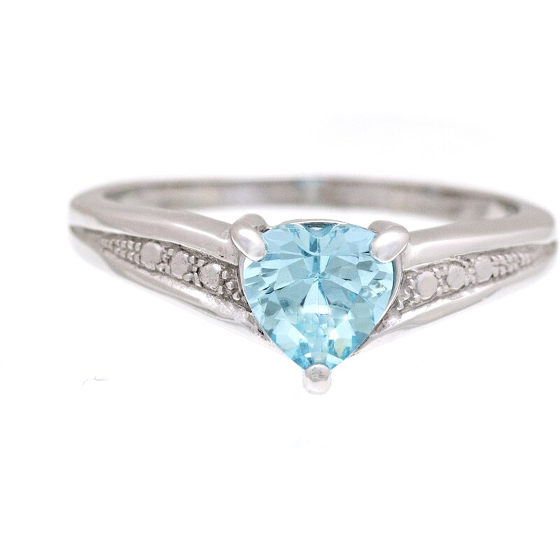 A-diamond.eu jewels Stříbrný prstýnek s přírodním topazem - srdíčko
