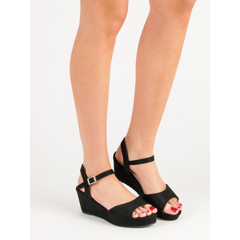 SHELOVET BLACK SUEDE SANDALS