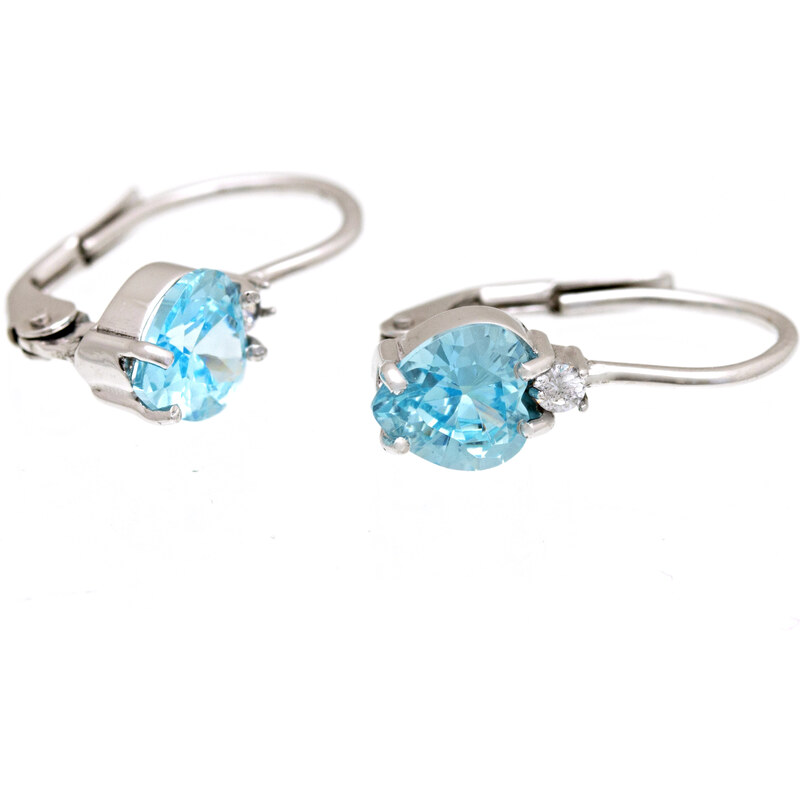 A-diamond.eu jewels Náušničky stříbrné světle modrá srdíčka