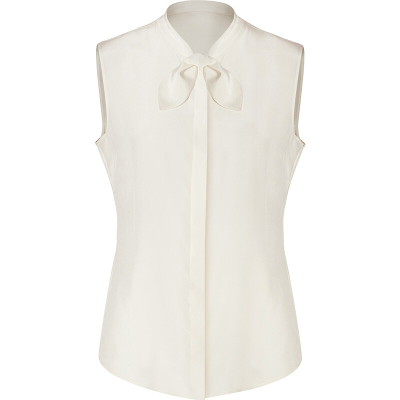 Moschino Cheap and Chic Silk Tie Neck Top in White