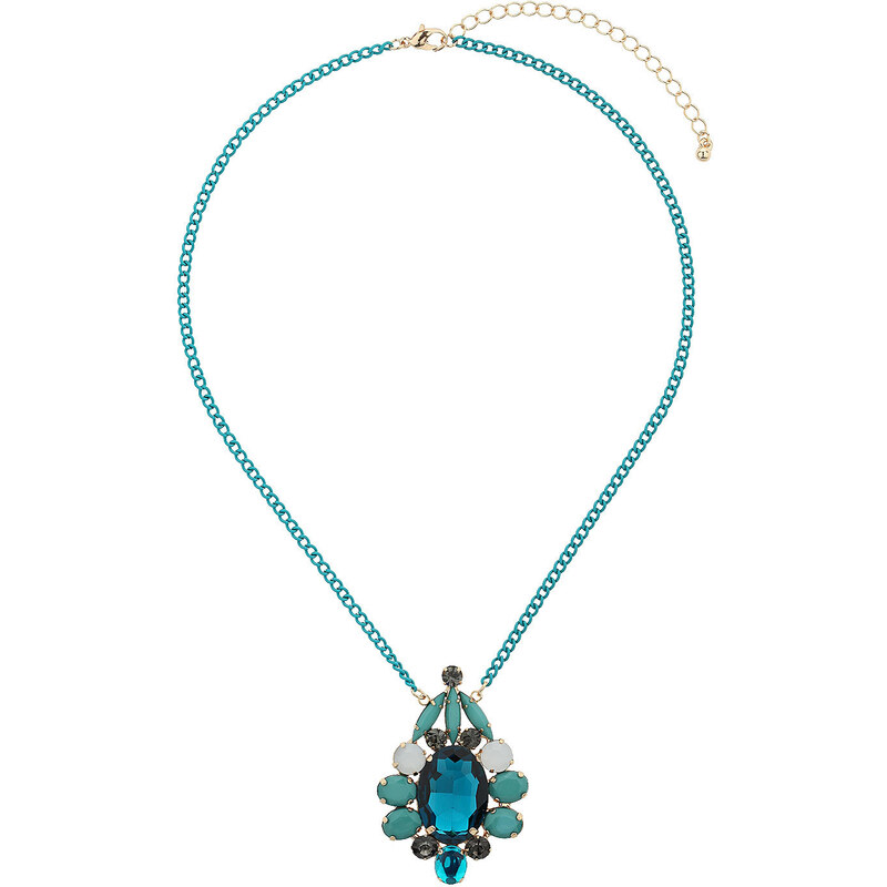 Topshop Turquoise Glass Stone Necklace