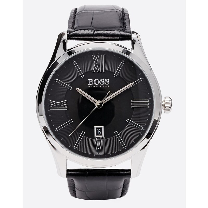 Hugo Boss Ambassador Black Leather Strap Watch 1513022 - Black
