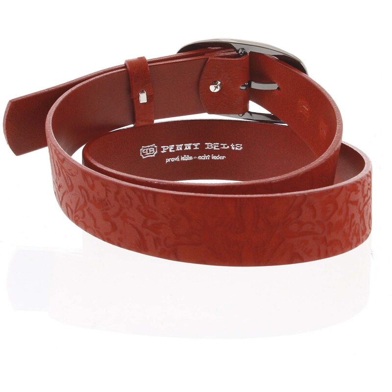 Penny Belts Květinový dámský kožený opasek Martina červený vel. 95