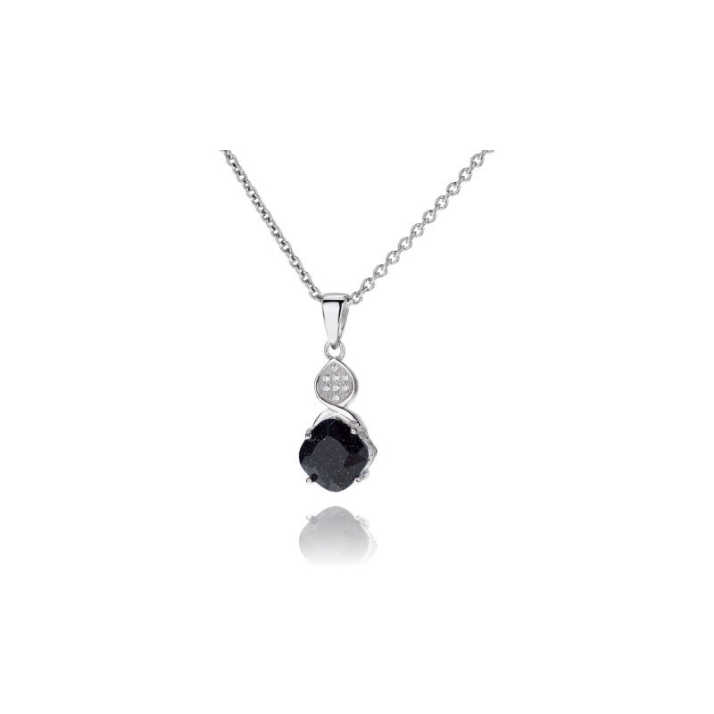 Meucci Stříbrný náhrdelník s černým onyxem a zirkony