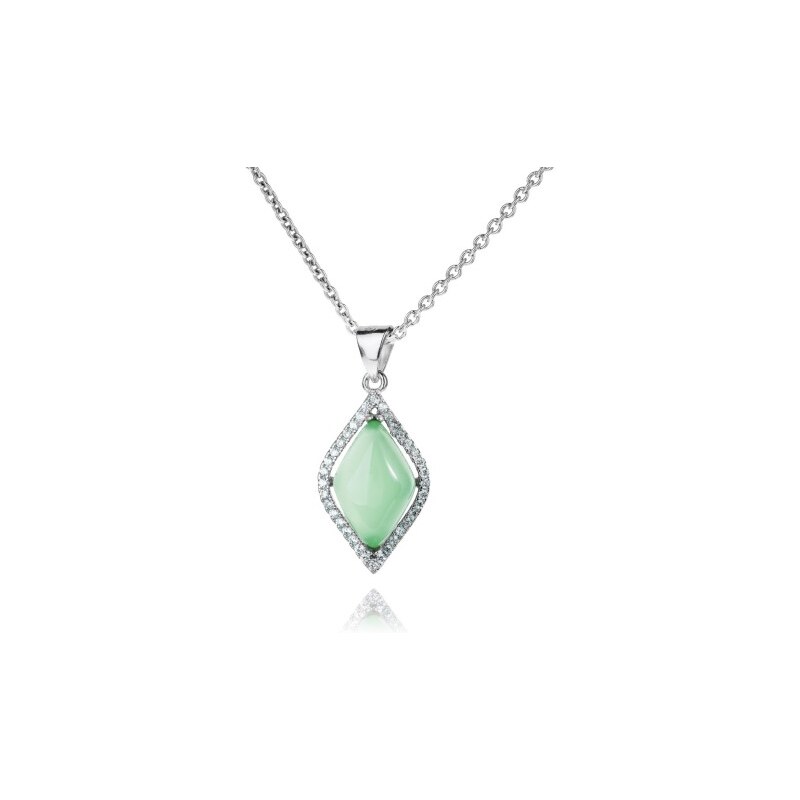 Meucci Stříbrný náhrdelník se smaragdem a zirkony