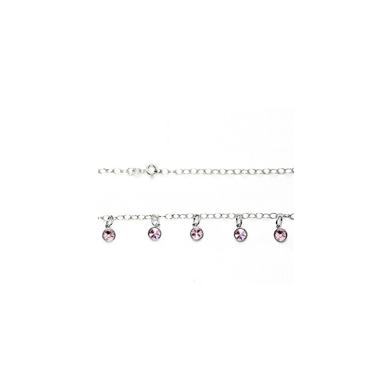 Stříbrný náhrdelník, Swarovski krystaly light rose, NH 36894268