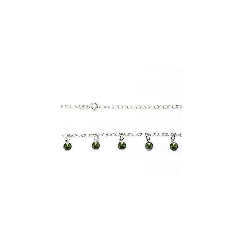Stříbrný náhrdelník, Swarovski krystaly olivin, NH 1336 36894269