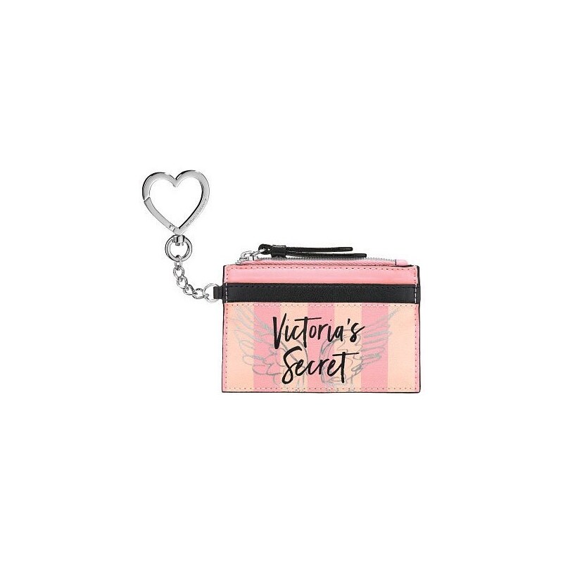 Victoria's Secret stylové pouzdro na peníze a karty Pink Striped Card Case  - GLAMI.cz