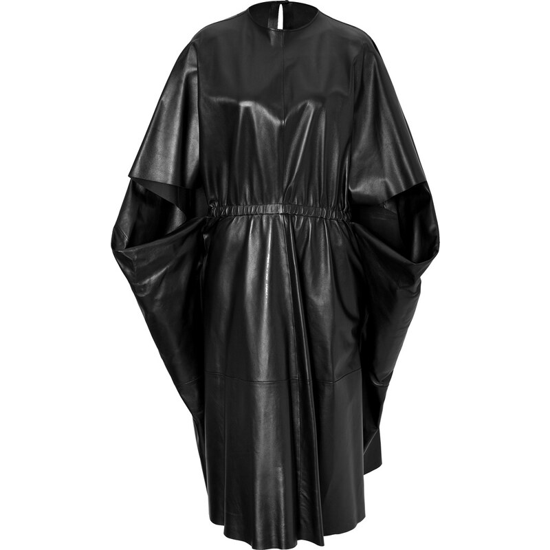 Valentino Leather Capelet Dress