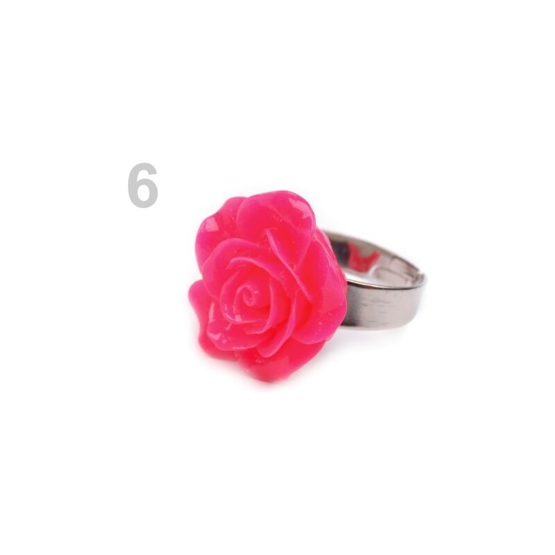 Prsten růže (1 ks) - 6 růžová neon Stoklasa