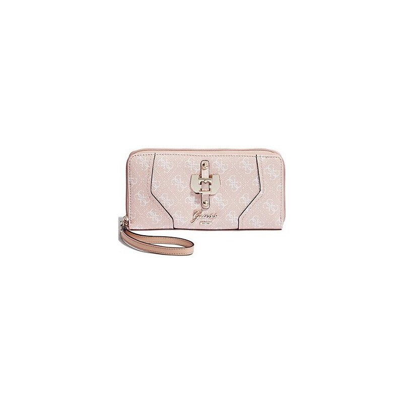 Guess Elegantní peněženka Confidential Logo Zip-Around Pink Gloss