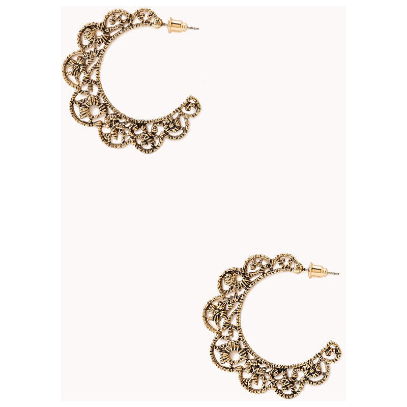 FOREVER21 Antiqued Cutout Midsize Hoops