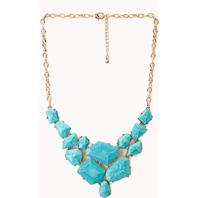 FOREVER21 Faceted Faux Stone Bib Necklace