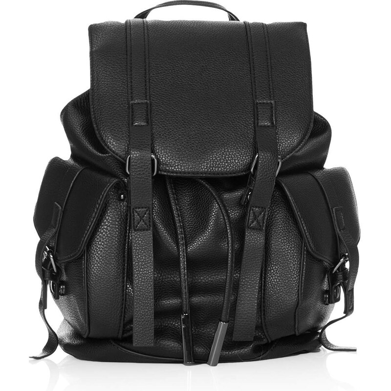 Topshop Grainy Faux Leather Pocket Backpack