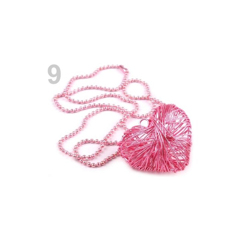 Stoklasa Náhrdelník s drátovaným srdcem (1 ks) - 9 růžová