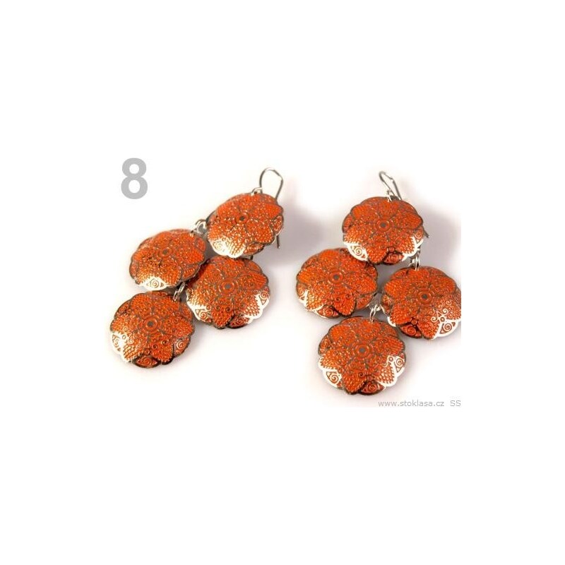 Stoklasa Náušnice kovové SÁRA 4 KRUHY ornamenty (1 pár) - 8 oranžová okrová