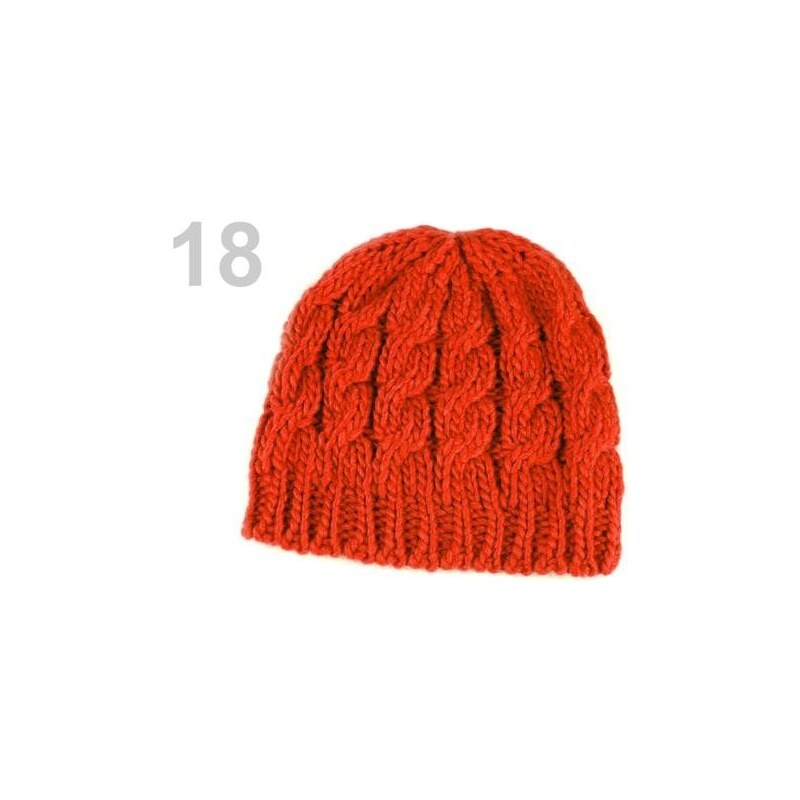 Stoklasa Pletená čepice s copánky (1 ks) - 18 oranžová reflexní + náušnice