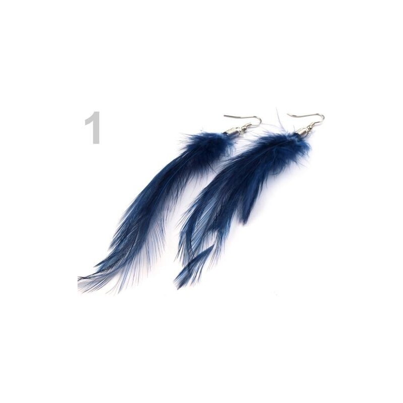 Stoklasa Náušnice peříčkové 14cm (1 pár) - 1 modrá