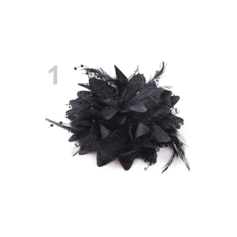 Brož Ø110mm chryzantéma (1 ks) - 1 černá Stoklasa
