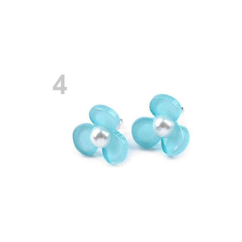 Náušnice plastové KVĚTINKA (1 pár) - 4 modrá pomněnková Stoklasa