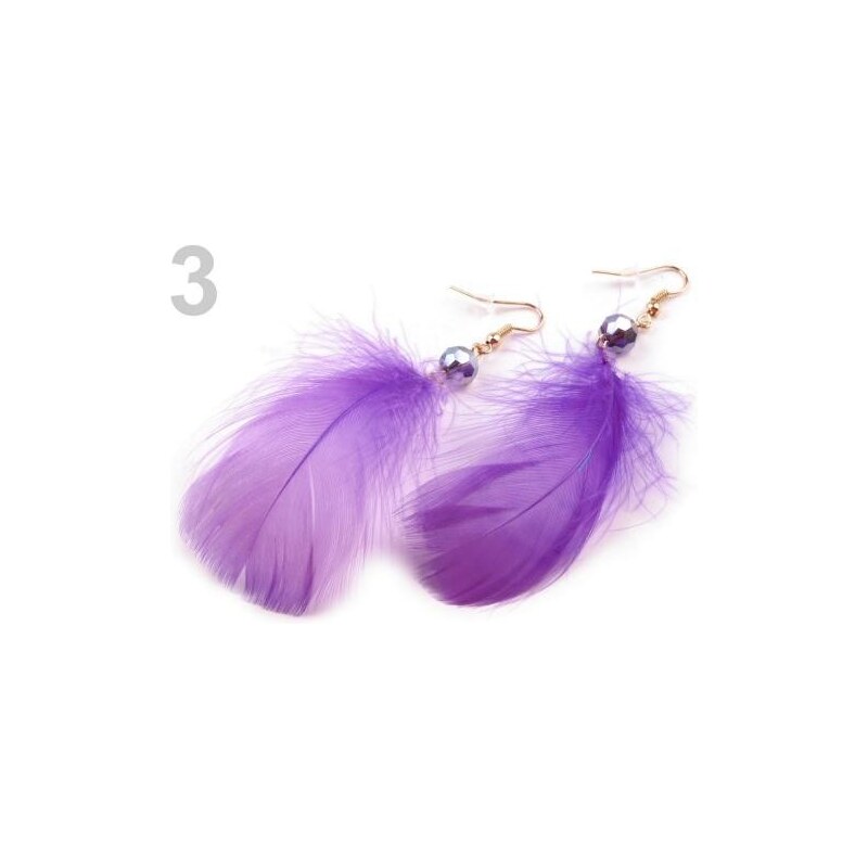 Stoklasa Náušnice peříčkové s perličkou (1 pár) - 3 fialová purpura