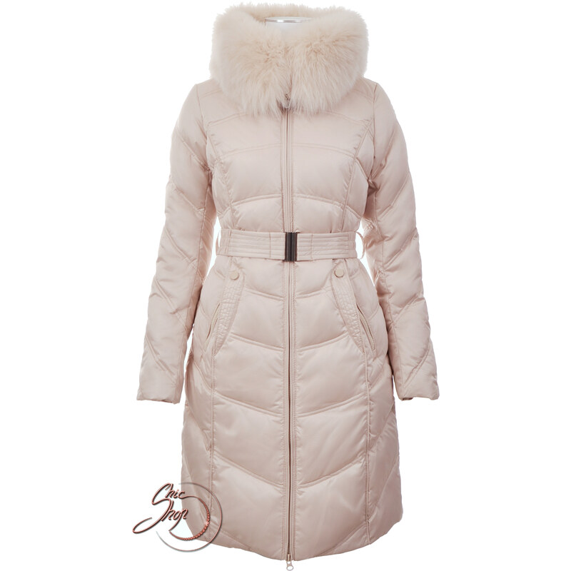 Snowimage luxusní péřový kabát krémový