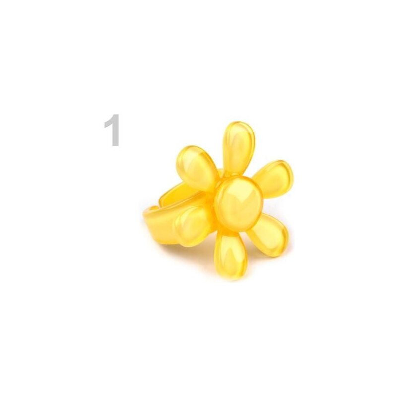 Prsten plastový květina 35mm (1 ks) - 1 žlutá narcisová Stoklasa