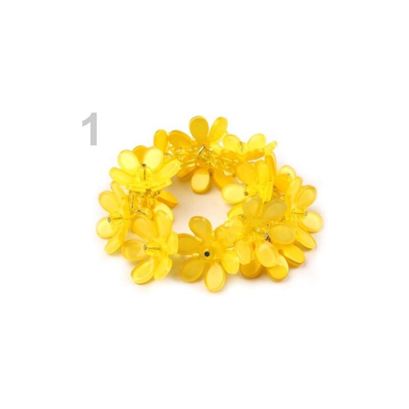 Náramek plastový s květy pružný (1 ks) - 1 žlutá narcisová Stoklasa