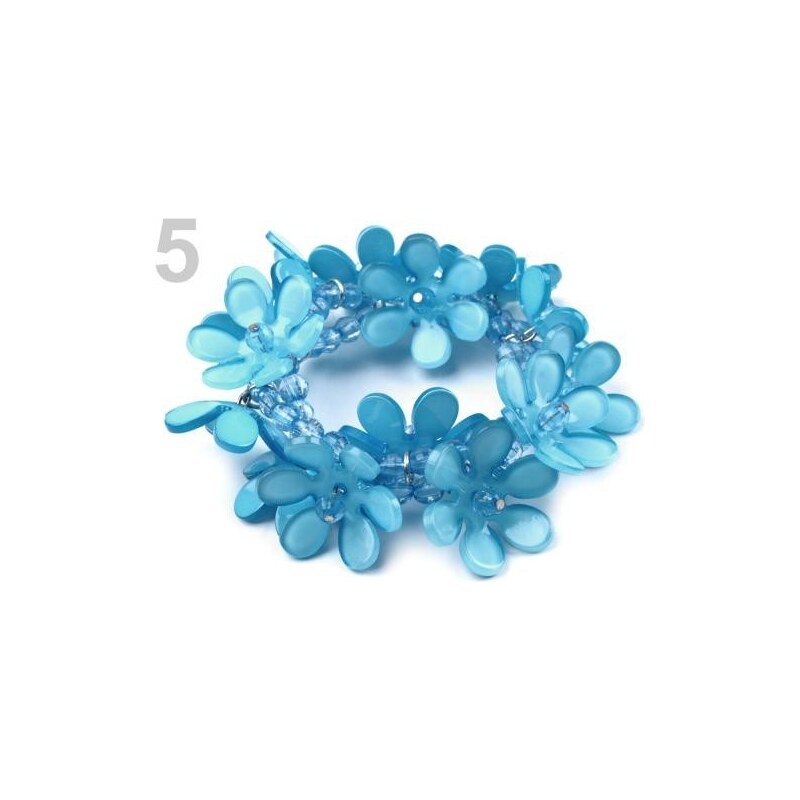 Stoklasa Náramek plastový s květy pružný (1 ks) - 5 modrá azuro