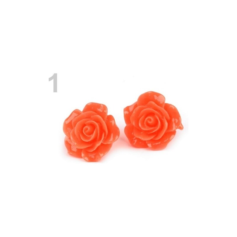 Náušnice plastové růže (1 pár) - 1 oranžová mrkvová neon Stoklasa