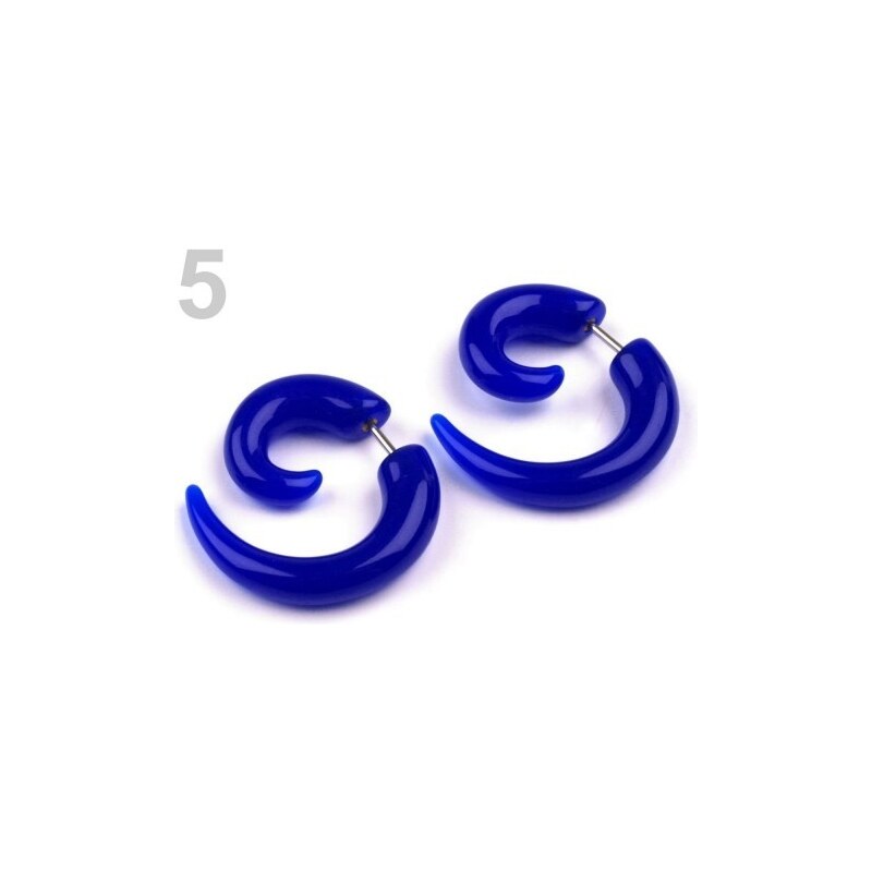 Stoklasa Náušnice plastové FALEŠNÝ ROZTAHOVÁK (1 pár) - 5 modrá kobaltová