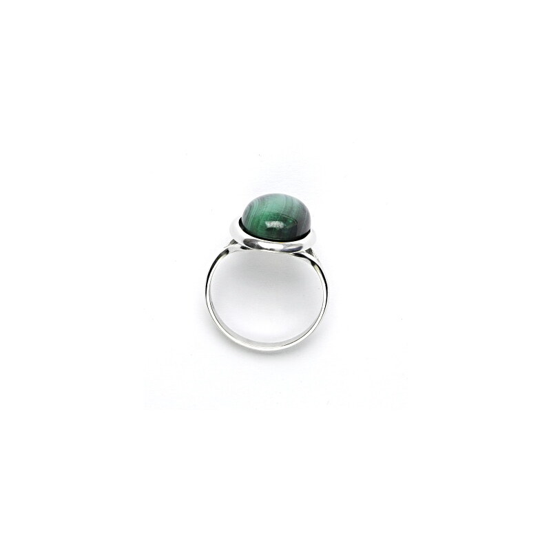 Čištín s.r.o. Stříbrný prsten, přírodní malachit, 16 x 12 mm, T