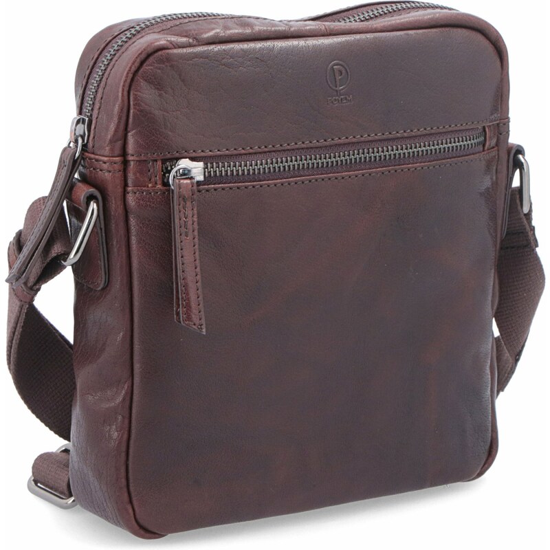 Kožená taška crossbody Poyem hnědá 2206 Poyem H