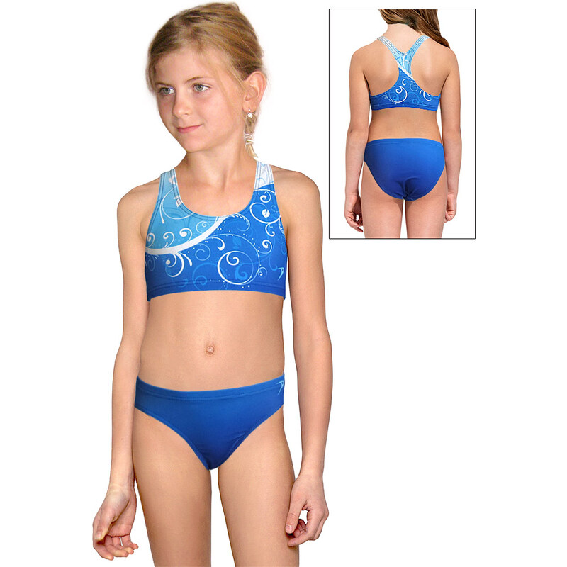 Ramisport Dívčí sportovní plavky dvoudílné PD658 t101 modrá